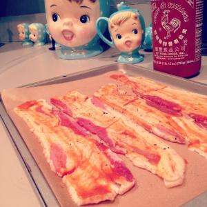 Here's my pre-cooked Garlic Siracha bacon 